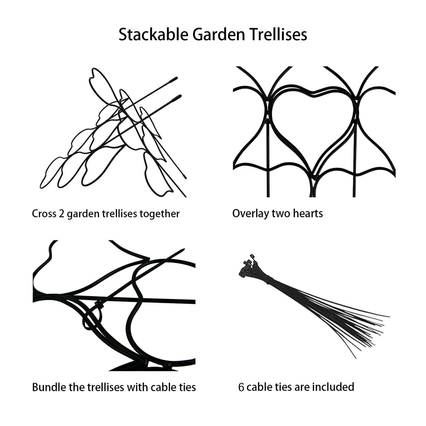 Plant Trellis for Climbing Plants Indoor Outdoor, Trlzey 3 Pack Stackable Metal Trellis - Small Garden Trellis for Potted Plants, Vine Support for Ivy, Flowers, DIY Home Deco