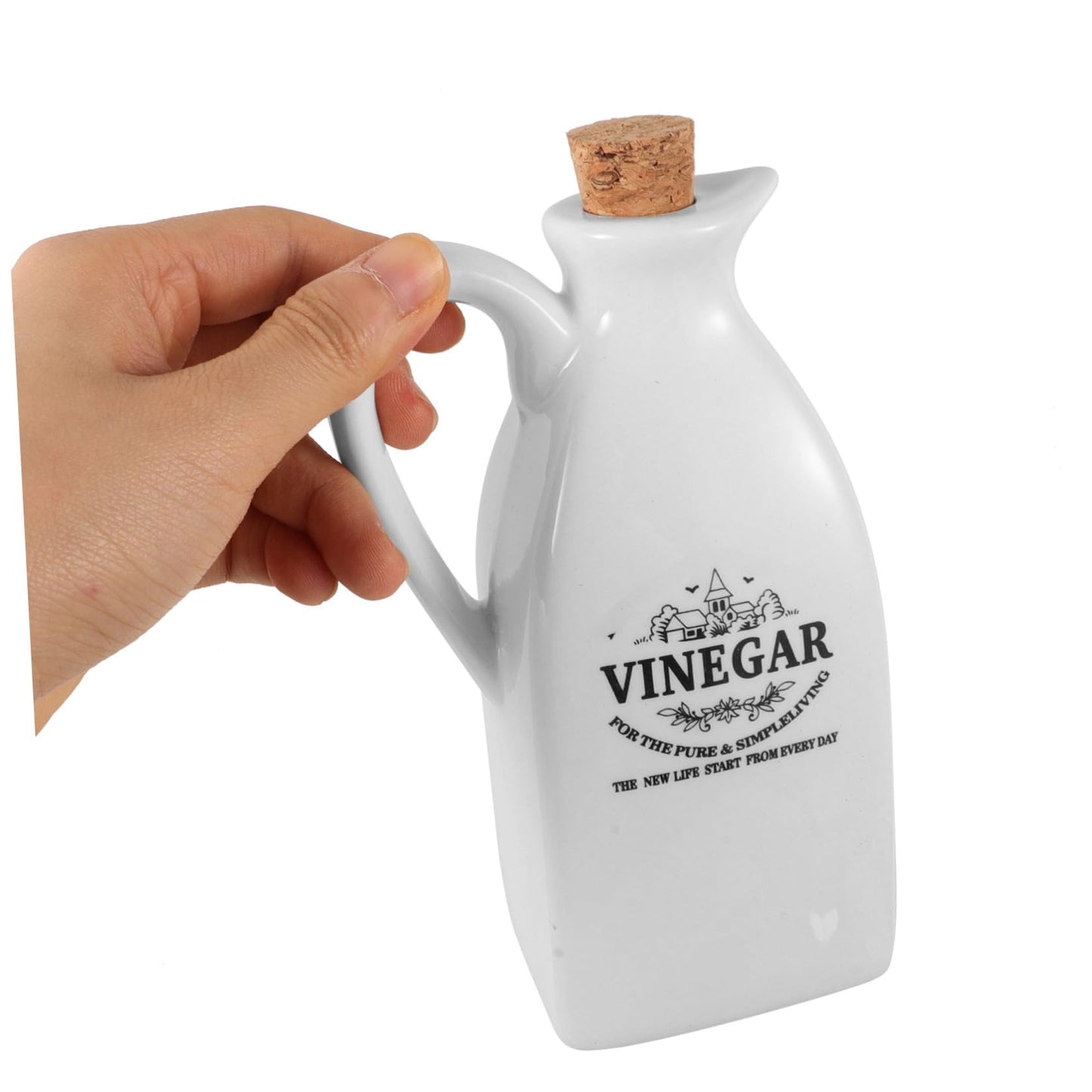 STOBAZA Japanese Style Oil and Vinegar Dispenser Set 4-Piece Seasoning Bottle Set for Soy Sauce Vinegar and Oil Ceramic Sauce Container with Cork Stopper for Kitchen Tabletop