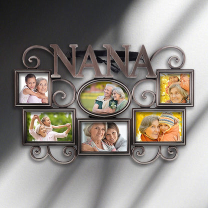 Lasody Nana Picture Frame,Cherish Every Memory,6 opening photo collage,Antique Silver,Mothers Day GiftsLasody Fathers Day And Mothers Day Collage Picture Frame (3”X2“+2“x2", Nana)