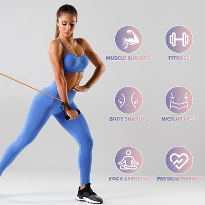 RitFit Single Resistance Exercise Band with Comfortable Handles - Ideal for Physical Therapy, Strength Training, Muscle Toning - Foam Padding Door Anchor and Starter Guide Included (Yellow(1-5lbs)