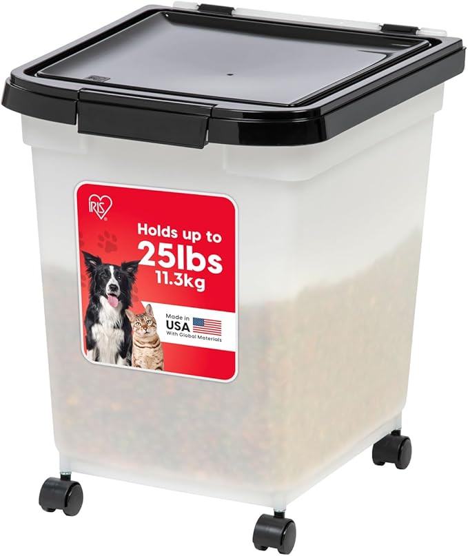 IRIS USA 25 Lbs / 32.5 Qt WeatherPro Airtight Pet Food Storage Container