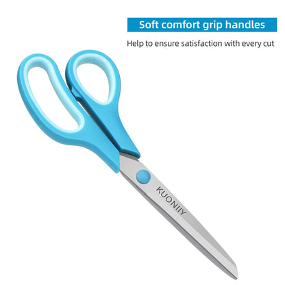 KUONIIY Scissors 8 Inch Soft Comfort-Grip Handles Sharp Blades, Set of 3