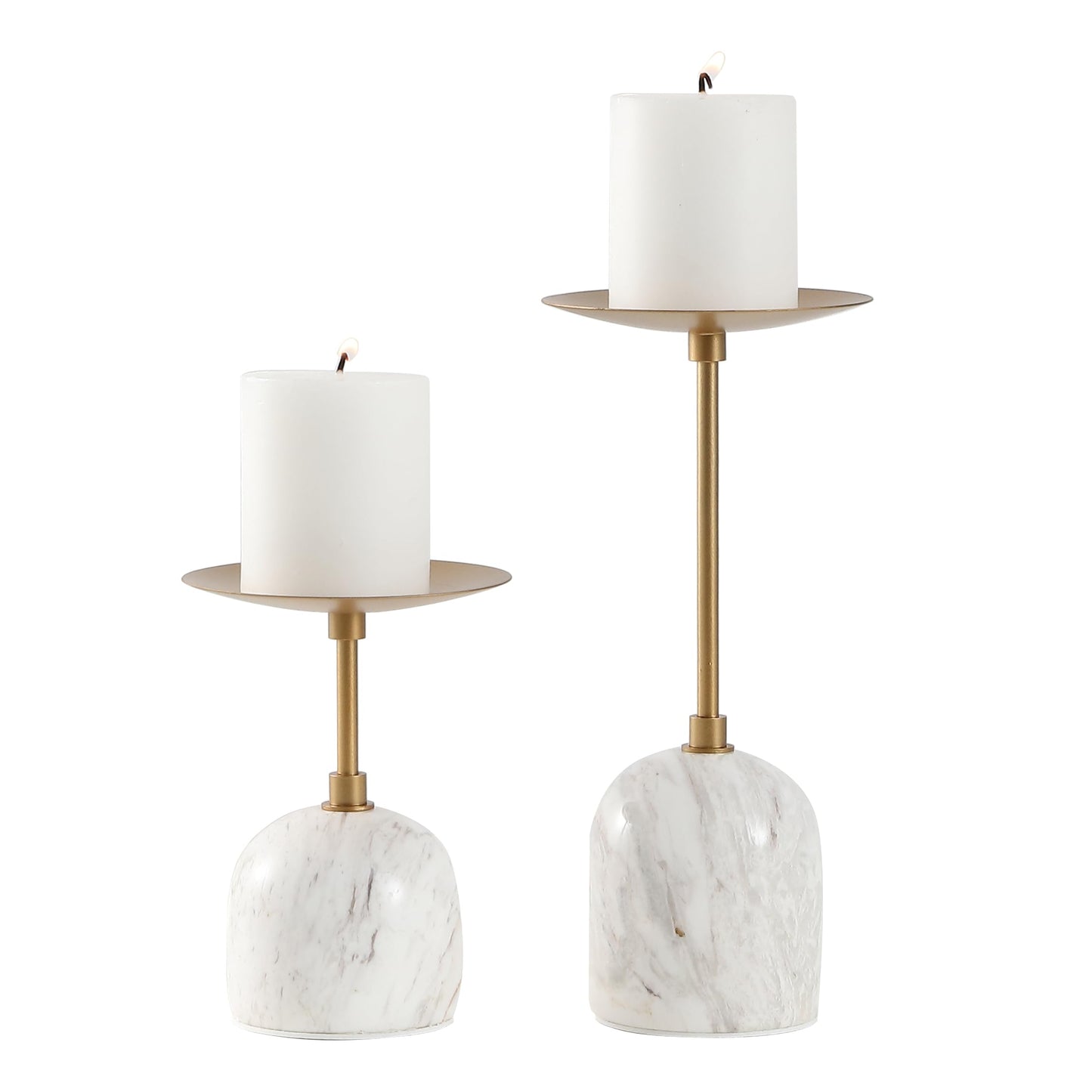 SAFAVIEH Home Collection - Hara Candle Holder Set of 2, White Marble Base with Gold Metal Stem, Modern Decorative Accent (RDC4042A-SET2)