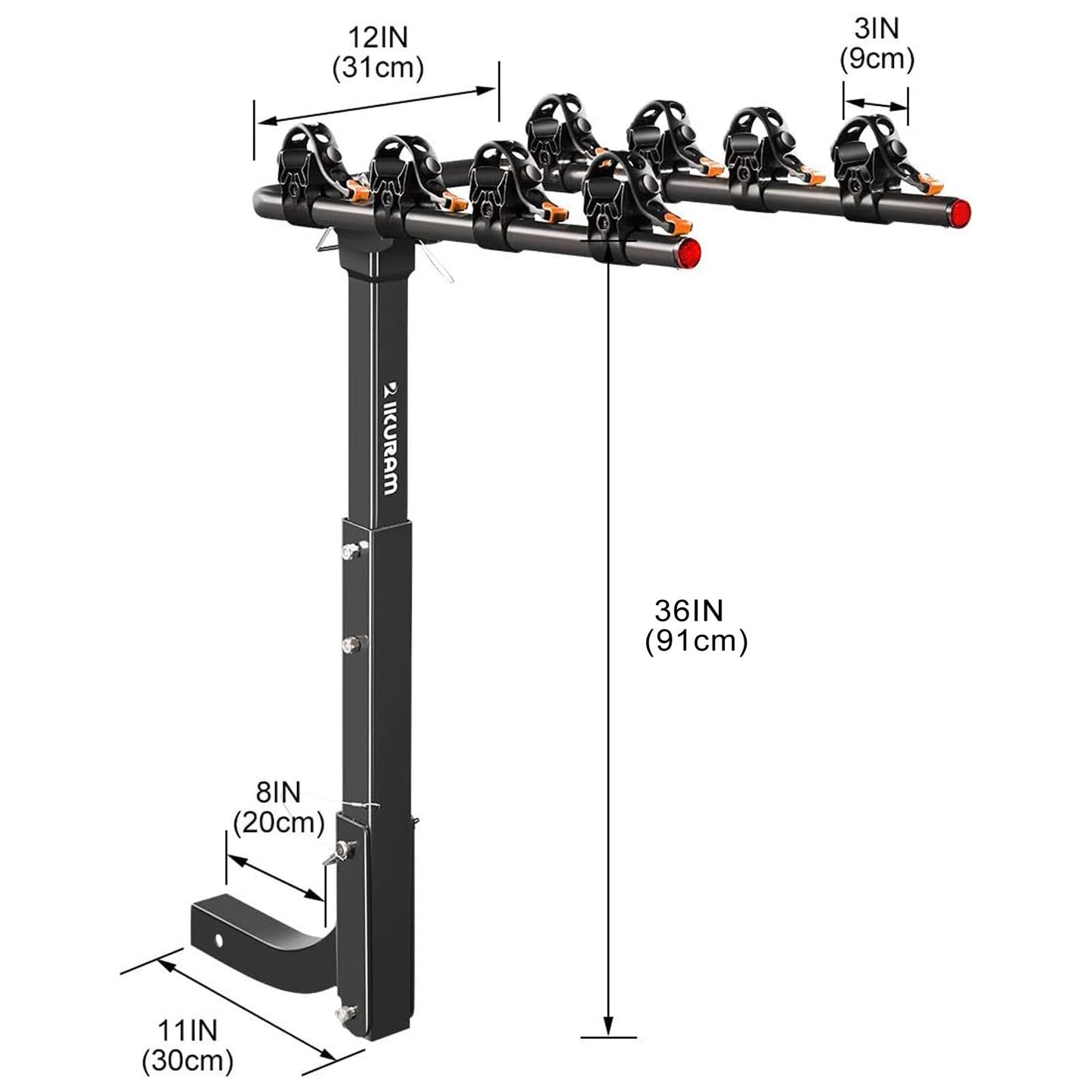 4 Bike Rack Bicycle Carrier Racks Hitch Mount Double Foldable Rack for Cars Truck SUV Fits 2" Receiver, Tie Down Strap, Anti-Rattle Hitch Tightener & Bicycle Cross-bar Adapter for Kid’s Bike