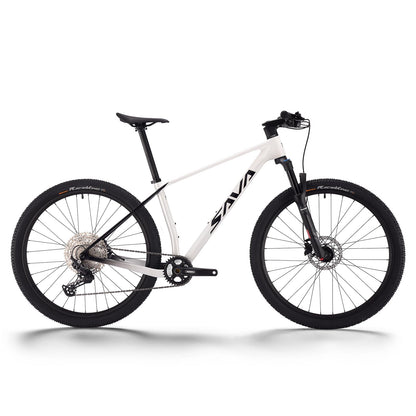 SAVADECK Carbon Fiber Mountain Bike with Shimano Deore M6100 12-Speed, MTB Bicycle with Hydraulic Disc Brakes(White, 27.5 * 15)