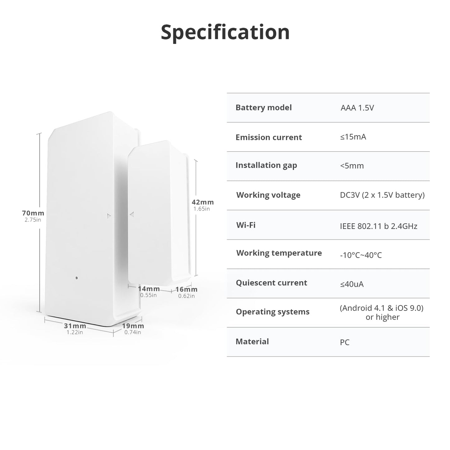 SONOFF DW2 Wi-Fi Wireless Door Window Sensor,APP Alert for Home Automation Wireless Alarm Security System, Compatible with IFTTT, No Gateway Required.