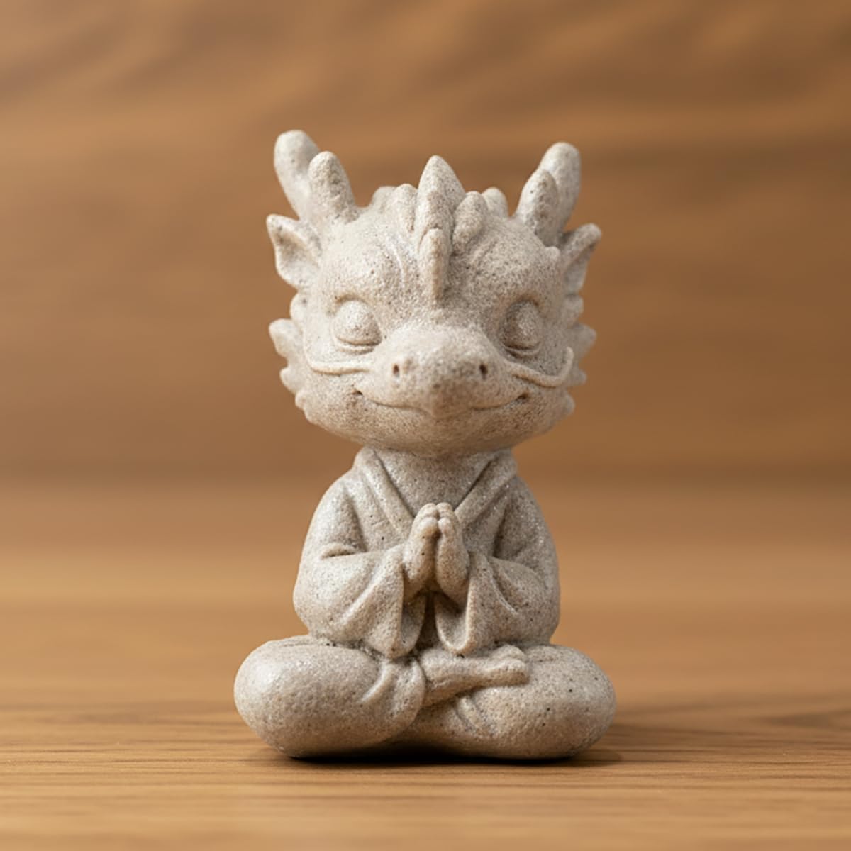 JIALINXIA Meditating Dragon Statue, Resin Zen Yoga Dragon Figurine with Praying Hands, Fantasy Animal Desk Shelf Decor for Office, Meditation Room