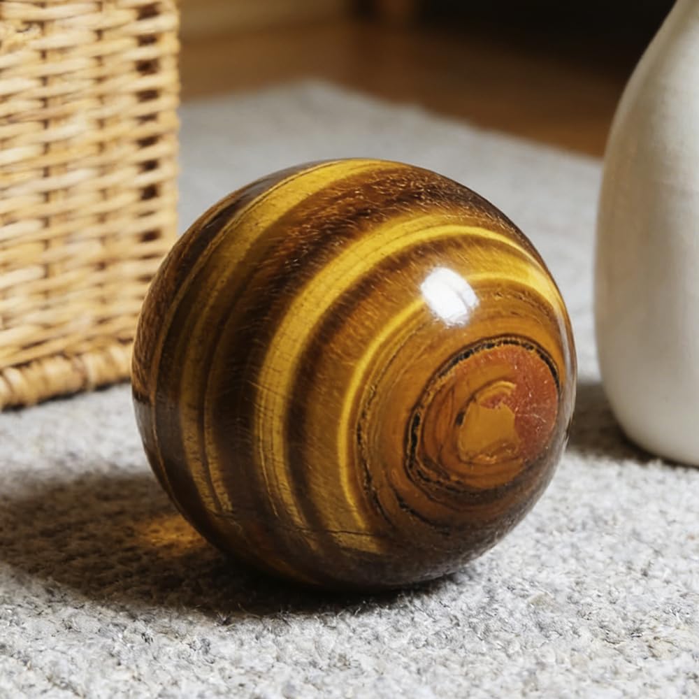 2.36-2.76inch/6-7cm Natural Tiger's Eye Crystal Sphere, Hand Polished Tiger Eye Stone Ball, Healing Crystal Decorative Sphere, Reiki Energy Stone Crafts, Feng Shui Home Ornament, Gift a Small Base