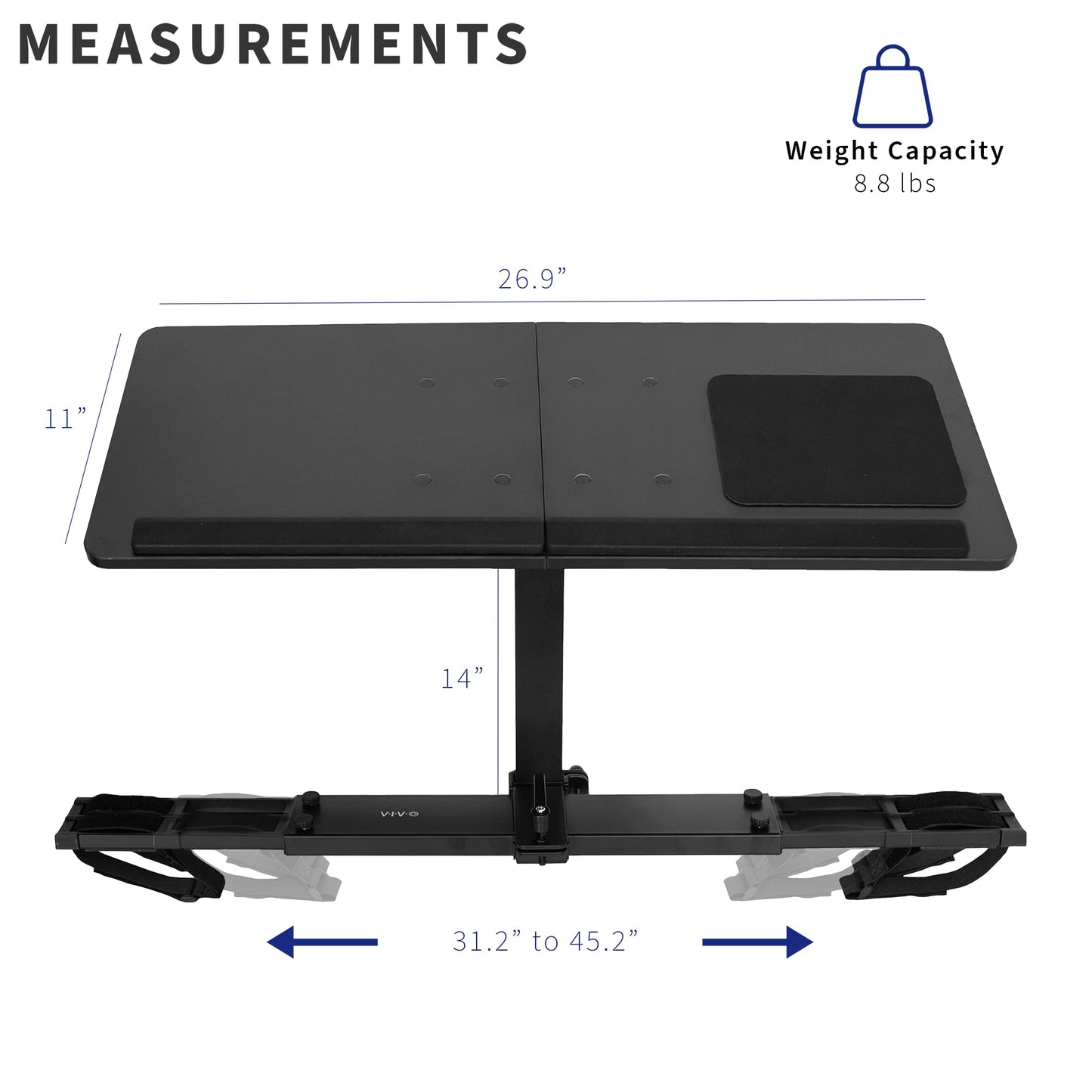 VIVO Universal Laptop Treadmill Desk, Adjustable Ergonomic Notebook Mount Stand for Treadmills Stand-TDML1