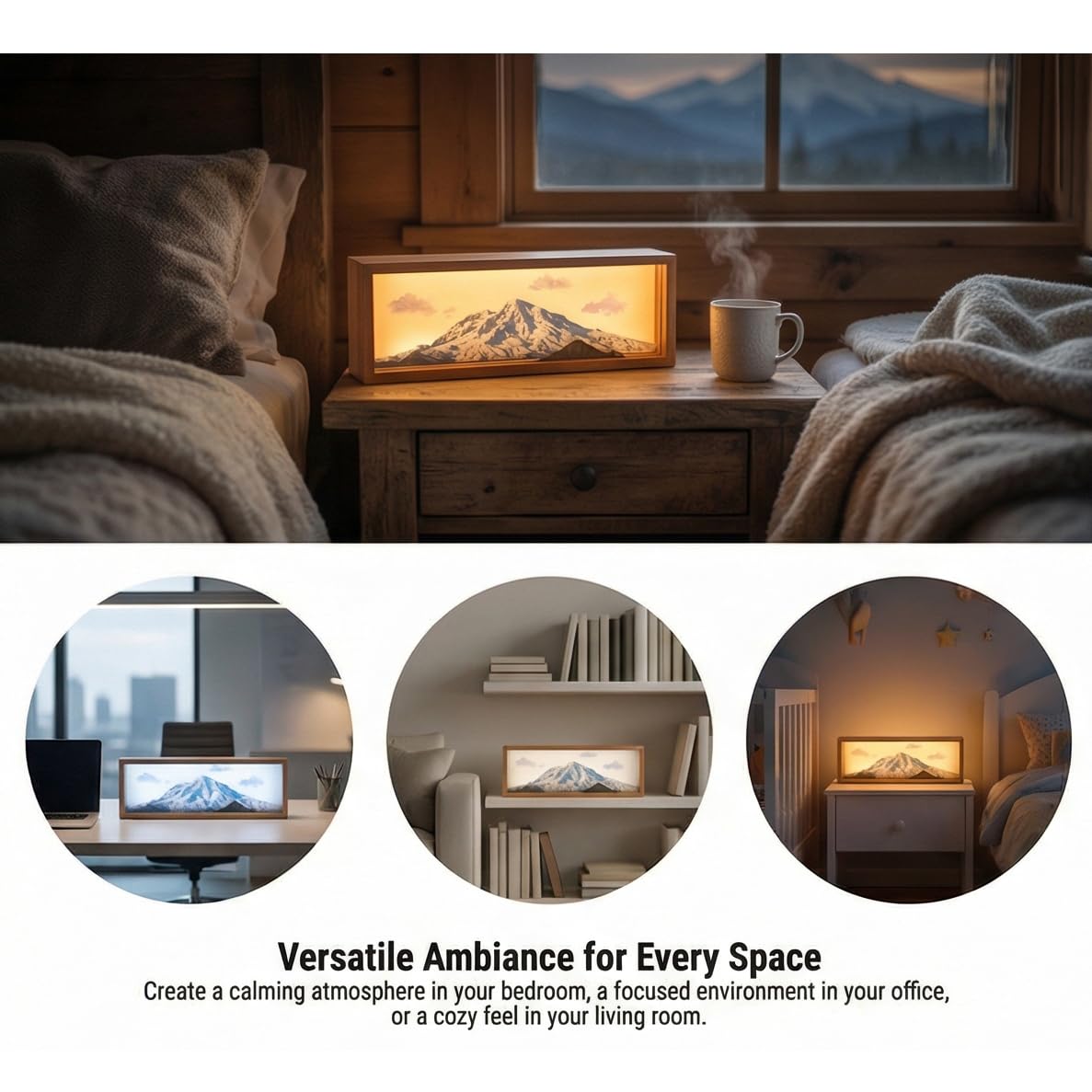 Homsewit Snowy Mount Rainie Led Light Box 3 Layers of Acrylic Light Box - Handmade Table Lamp for Room Decor - National Park Travel Signs Travel Gift