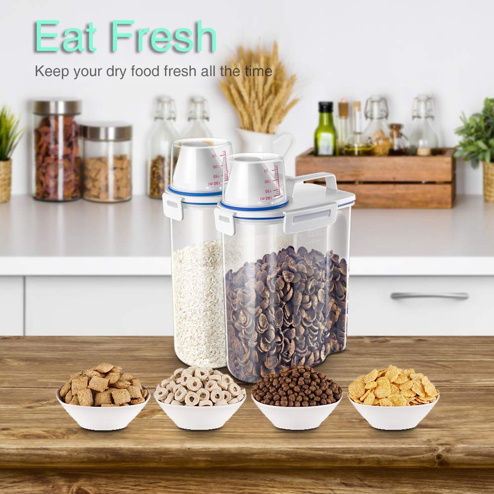 TBMax 2L/5L Pet Food Storage Container for Dogs/Cats - Portable Dog Food Container for Dry Food, Small BPA-free Plastic Cat Food Storage Container with Lid and Measuring Cup, Pour Spout(2Liter)