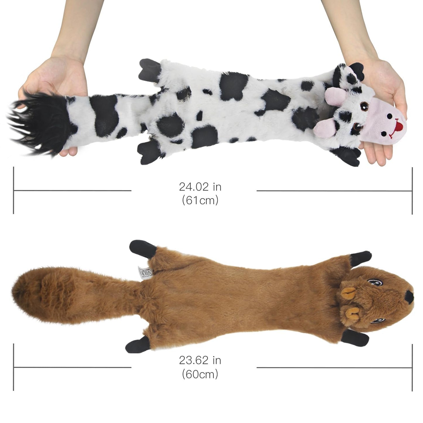 SHARLOVY Dog Squeaky Toys 5 Pack, Pet Crinkle Toy No Stuffing Animals Plush, Dog Chew for Large and Medium, Doggie Teething for Boredom