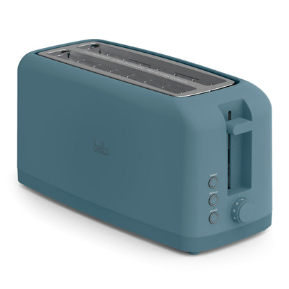 bella 2 Slice Slim Toaster, Fits-anywhere™ Kitchenware, 6 Setting Shade Control with Reheat & Cancel Buttons, Fits sourdough, 10” Long Slot, Anti Jam & Auto Shutoff, 900 Watt, Surf