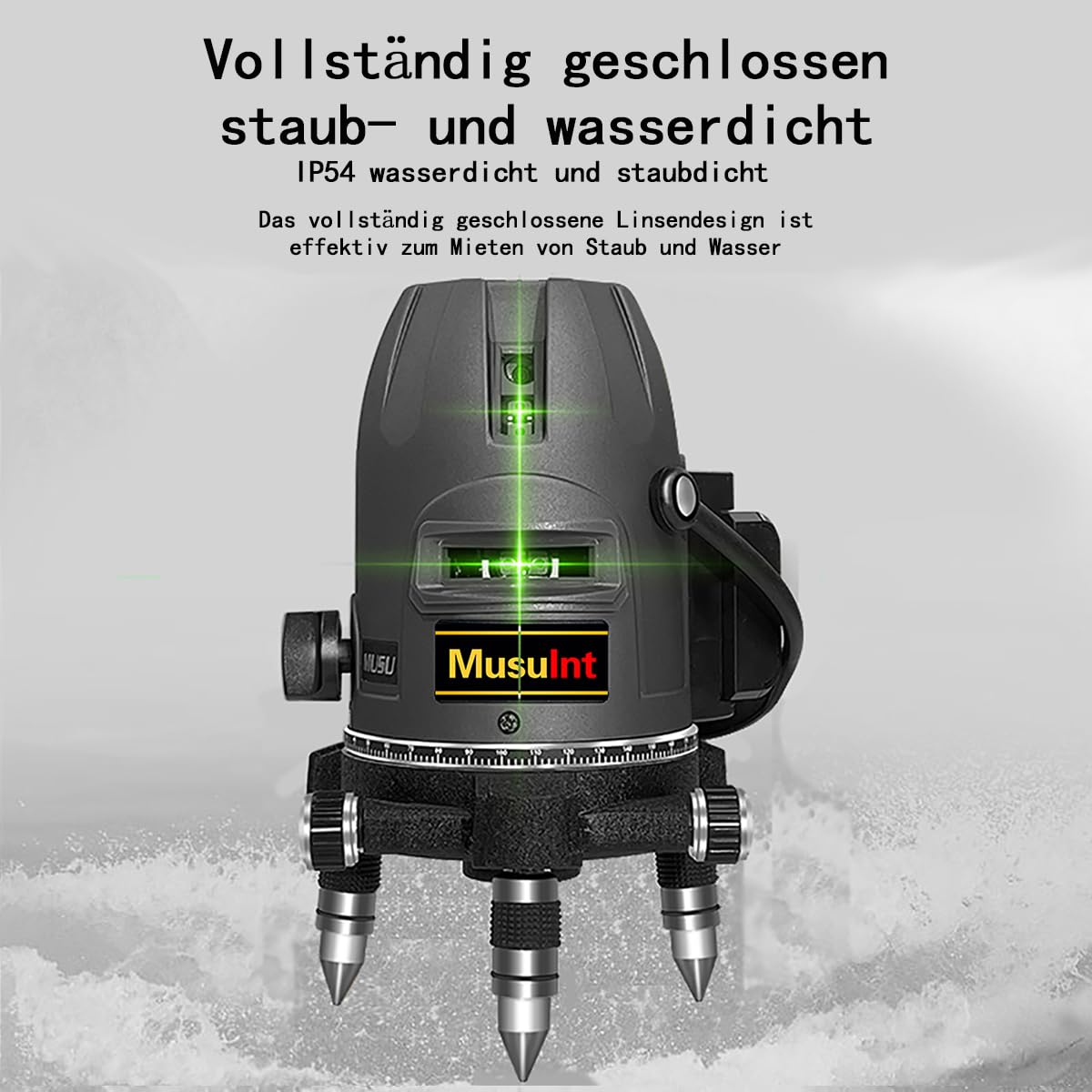(Outdoor Superbright) 5 Lines Outdoor Green Laser Level 360 Self Leveling Precision Level Tool Super Brightness 5 Strong Light Spots Can Rotate 360 Degrees Digital Lithium Ion Battery High Capacity