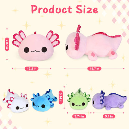 KMUYSL Axolotl Plush Toys for Ages 0 1 2 3 4 5 6 7 8+ Year Old Boys Girls- Axolotl Mommy Stuffed Animal with 4 Baby Axolotls in Her Tummy, Christmas Birthday Gifts for Baby, Toddler, Kids