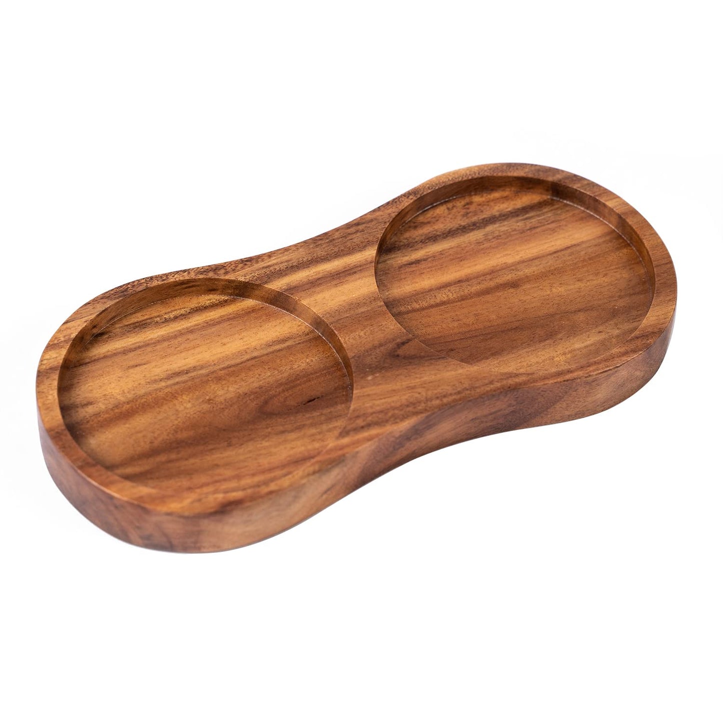 DeroTeno Salt and Pepper Mill Tray, Inner Dia 6.8 cm / 2.68 inch, Acacia Wood, Pepper Grinder Rest, Dining Table Protector (Pepper Mill and Salt Mill are not Included)