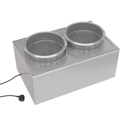 KoolMore Commercial Bain Marie Countertop Food Warmer, Soup Station, and Buffet Table Server with Two Serving Pots and Tap, Stainless-Steel Steamer with Auto Shut Off (CFW-4T), Silver