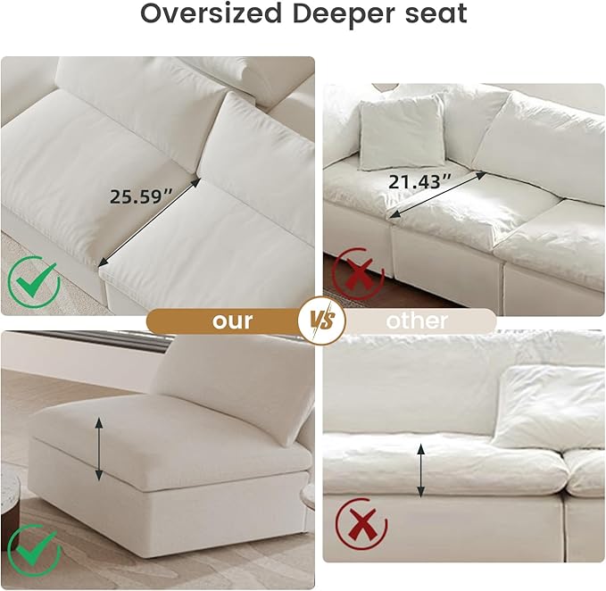 Cloud Modular Sectional Sofa Couch, 80.3" Convertible Couches Loveseat