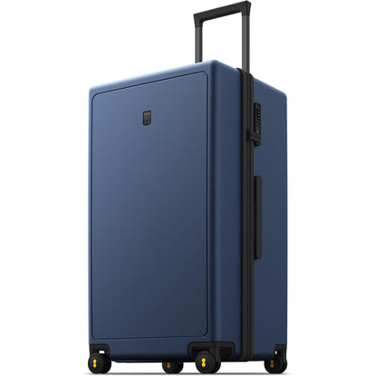 LEVEL8 Trunk Luggages, 28 Inch Luggage with Spinner Wheels, Luminous Textured Checked Large Hard Shell Lightweight with Tsa Lock, Navy
