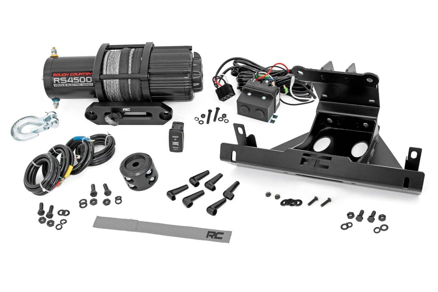 Rough Country 4,500 LB Winch Mount Kit for Can-Am Maverick X3 - Bolt-On Plate with RS4500S UTV Winch & Synthetic Rope