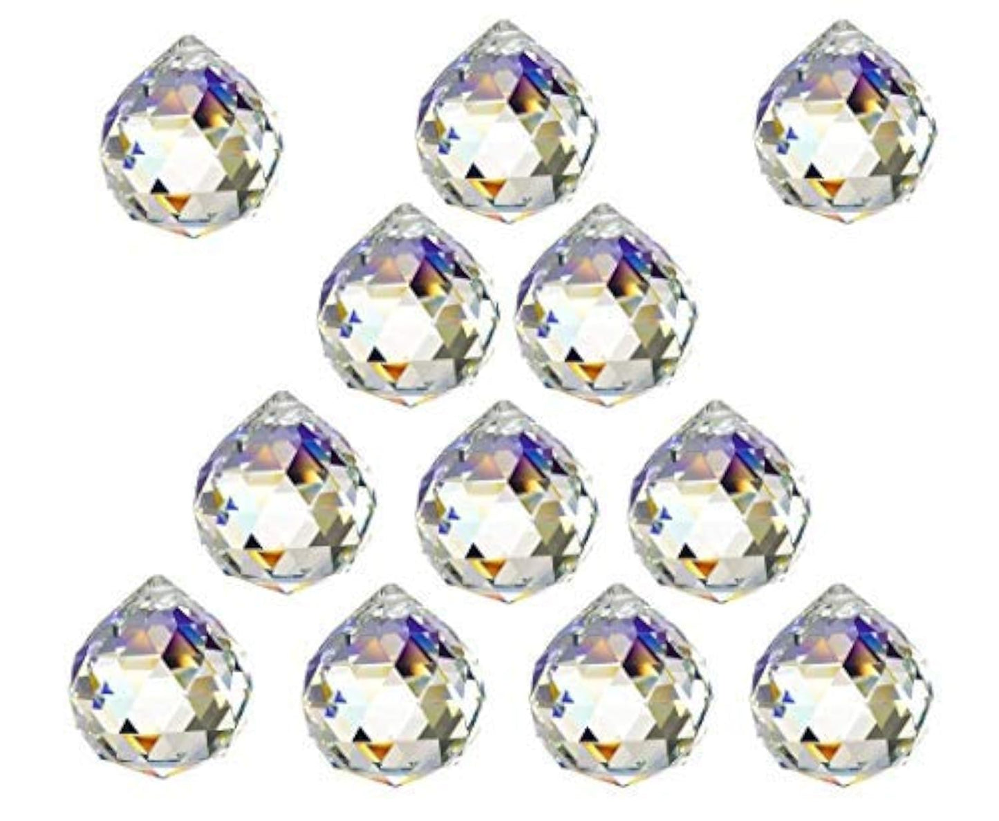 12 Pcs Crystal Ball Prism Suncatcher Rainbow Pendants Maker, 30mm Clear Glass Crystal Ball Prism,Hanging Crystals Prisms for Windows,for Feng Shui,for Home,Office,Garden Decoration