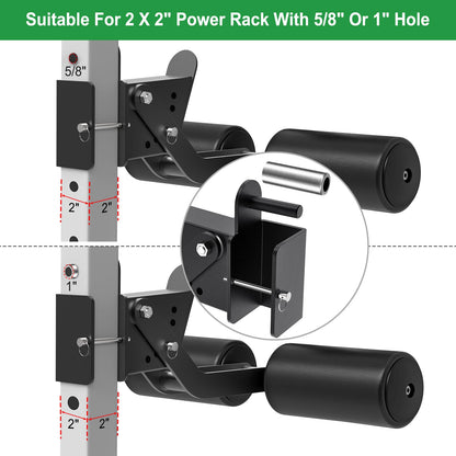 SELEWARE Nordic Hamstring Curl Squat Rack Attachment for 2x2 Power Rack with 5/8" or 1" Hole - Adjustable Leg Hold Down Attachment with Leather Surface for Home Gym Workouts