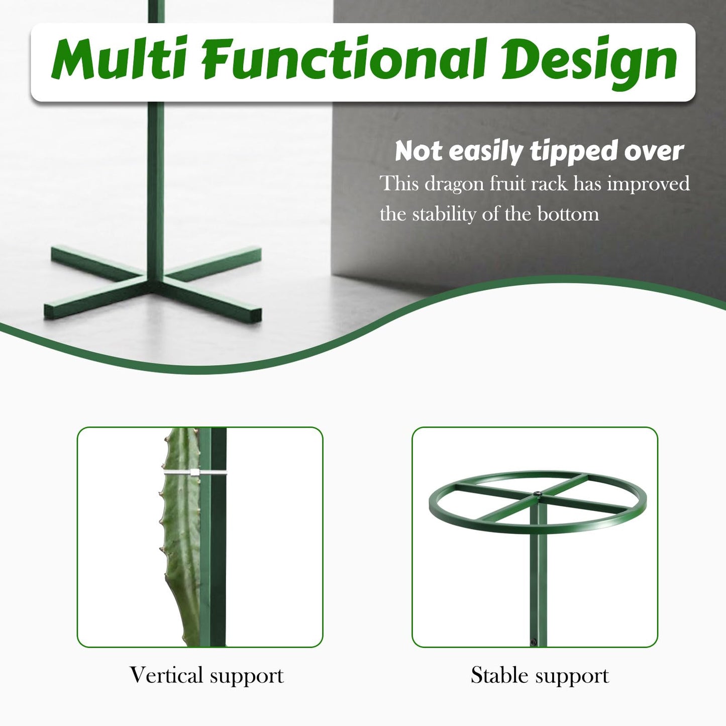 Gavinjitao 62" Round Metal Dragon Fruit Trellis，Adjustable Dragon Fruit Plant Trellis for Vertical Gardening and Climbing Plants Trees Cactus Garden Outdoor Indoor Potted Support Green