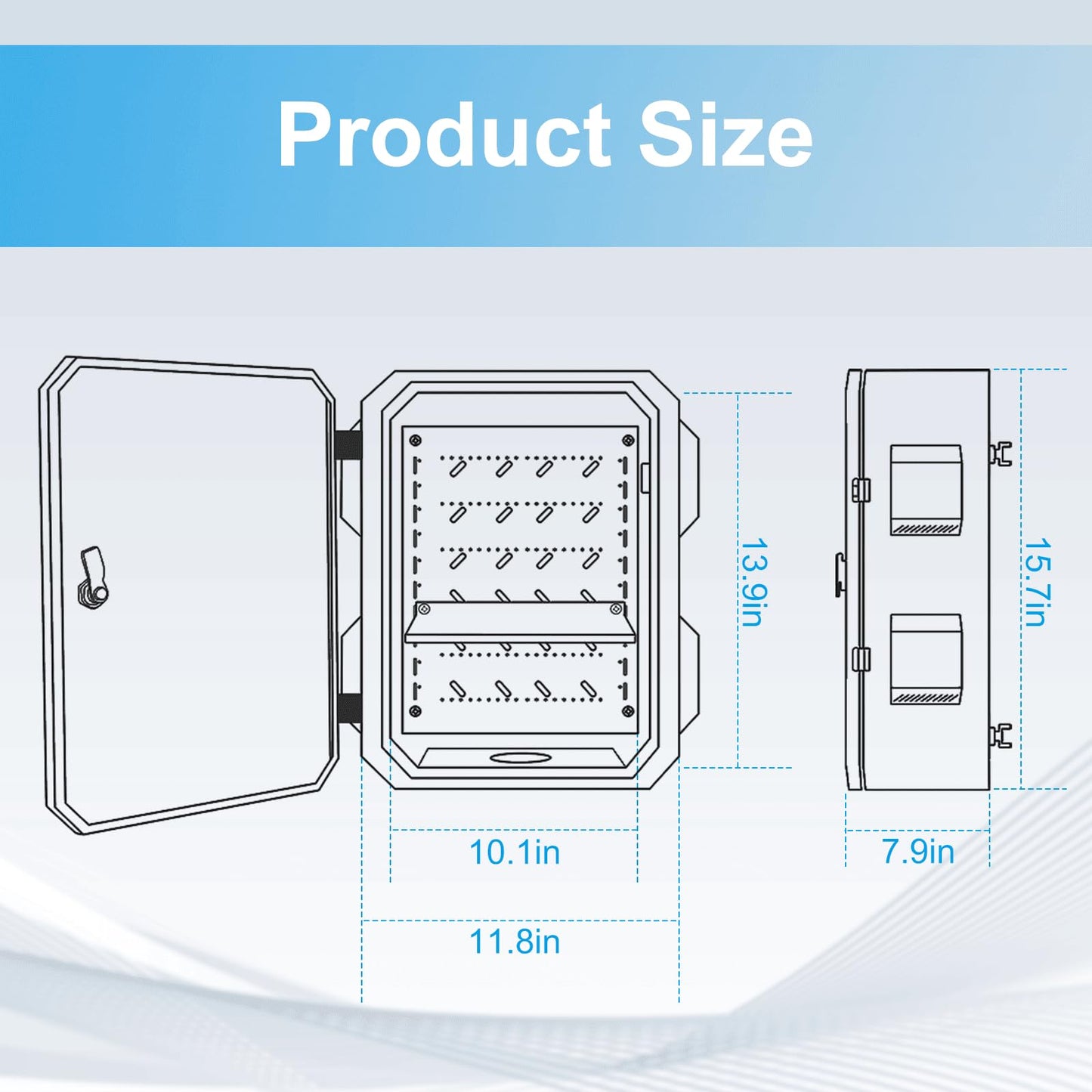 Outdoor Electrical Box with Thermostat and Fan, Cold-Rolled Steel Plate, Aluminum Alloy Back Beam, One-Piece Ventilation Design, IP65 Waterproof, Wall/Pole Mounted. (15.7" x 11.8" x 7.9")