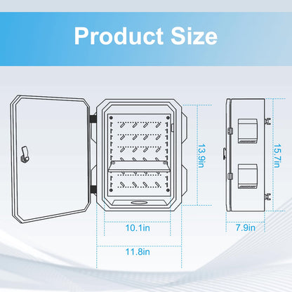 Outdoor Electrical Box with Thermostat and Fan, Cold-Rolled Steel Plate, Aluminum Alloy Back Beam, One-Piece Ventilation Design, IP65 Waterproof, Wall/Pole Mounted. (15.7" x 11.8" x 7.9")