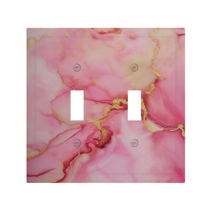 Decorative Art Light Switch Covers Pink & Gold Flow 2 Gang Double Toggle Wall Plate Decorative Switchcover Electrical Switchplate for Home Decor