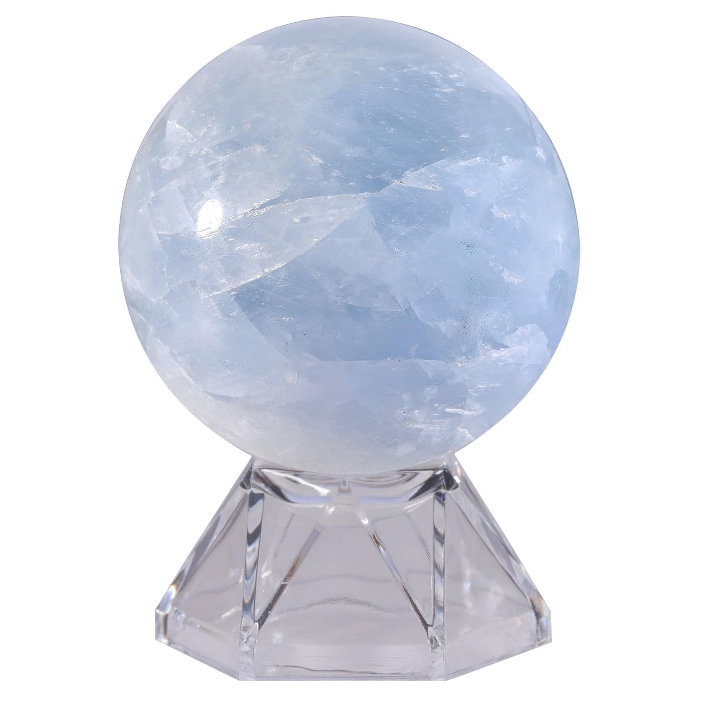 TUMBEELLUWA Blue Celestite Crystal Ball with Acrylic Stand, Decorative Sphere for Witchcraft Fortune Teller Home Decor, 50-60 mm