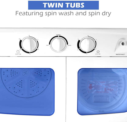 Waitpant Portable Compact Twin Tub Washing Machine, Blue+ White