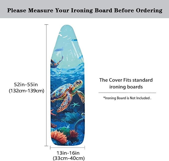 GLENLCWE Underwater Sea Turtle Ironing Board Cover
