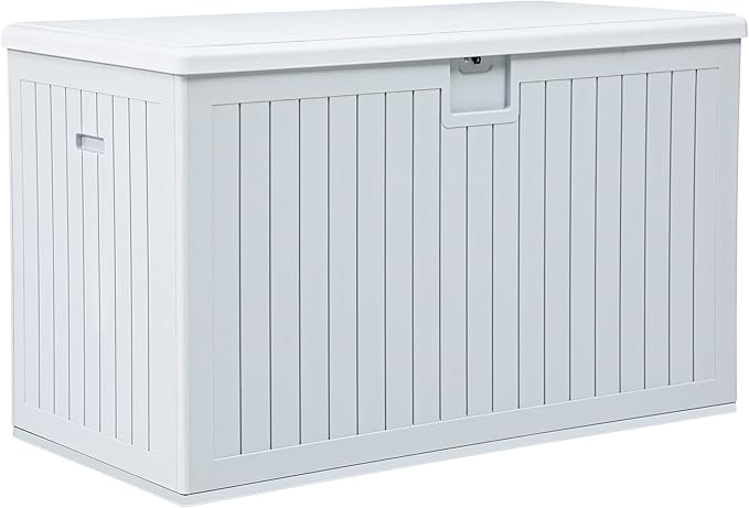 YITAHOME XXL 230 Gallon Large Deck Box,Outdoor Storage for Patio Furniture Cushions,Garden Tools with Flexible Divider,Waterproof,Lockable (White)