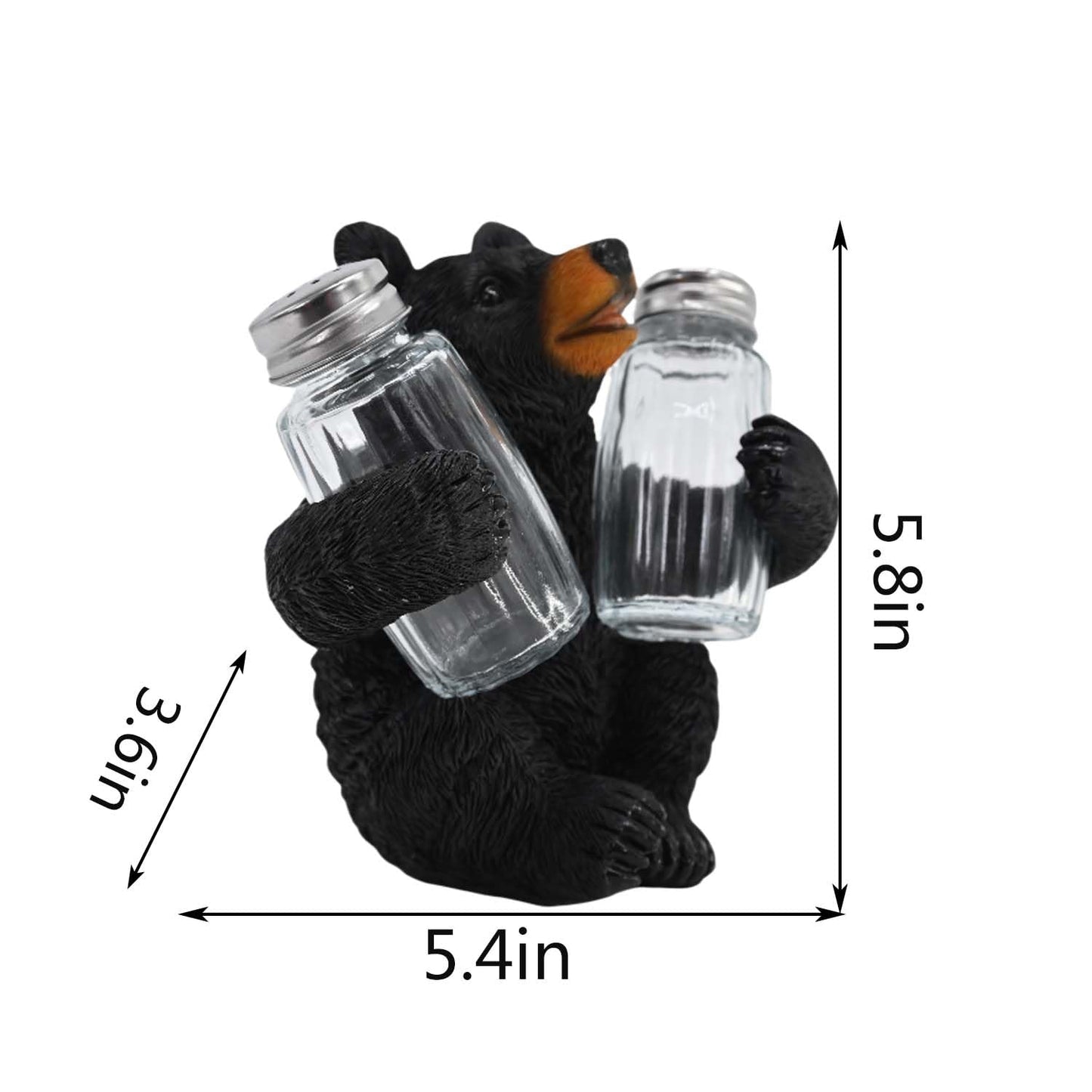 Farmhouse Salt and Pepper Shakers Set Seasoning – Juliahestia Cute Black Bear Cabin Decor for Kitchen Decorations Home Table Unique Animal Ornaments Novelty Figurines Stuff