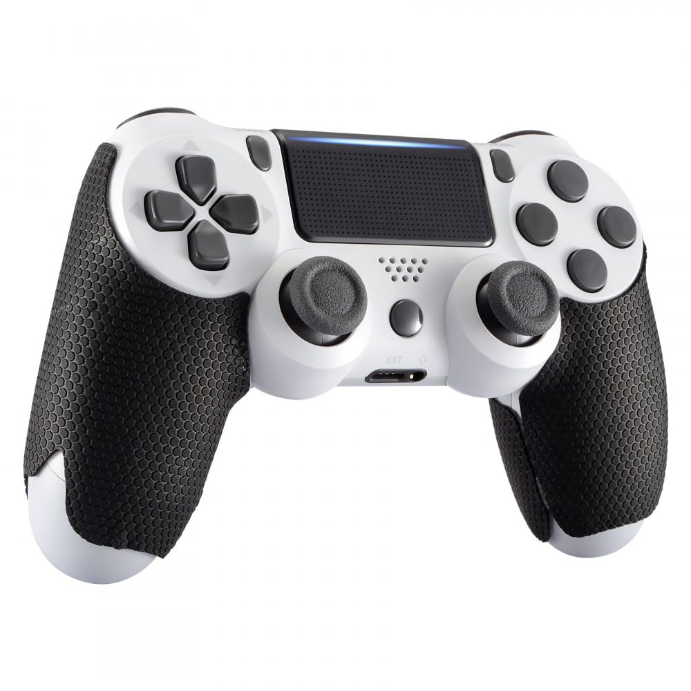 eXtremeRate Black Anti-Skid Sweat-Absorbent Controller Grips for ps4 Controller, Professional Textured Soft Rubber Handle Grips for ps4 Slim Pro Controller - Improve The Grip and Comfort