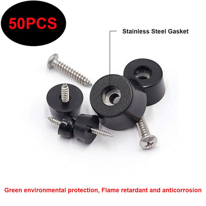 smseace 100PCS(5 Sizes) Rubber Feet for Cutting Board, Built-in Stainless Steel Washer and Screws, Non-Slip Rubber Feet for Furniture, Electronics, Tables, Sofas