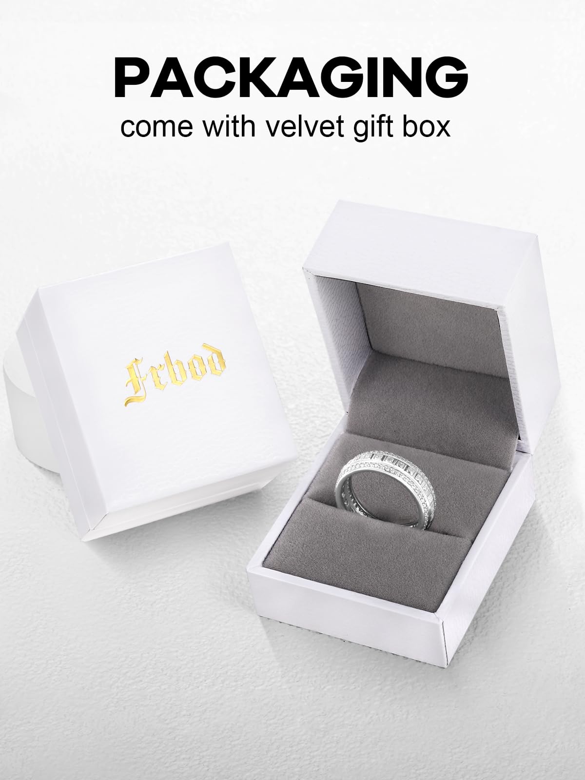 Frbod Women's Moissanite Rings Sparkling Bezel Set Diamond Ring Sterling Silver Row Engagement Band Size 6