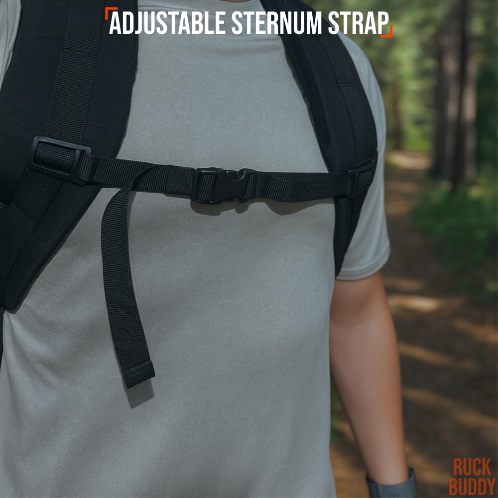 RuckBuddy Weighted Rucking Backpack - 25L Tactical Rucksack with Weight Plate Pockets, Removable Hip Belt, and Padded Shoulder Straps for Rucking and Training