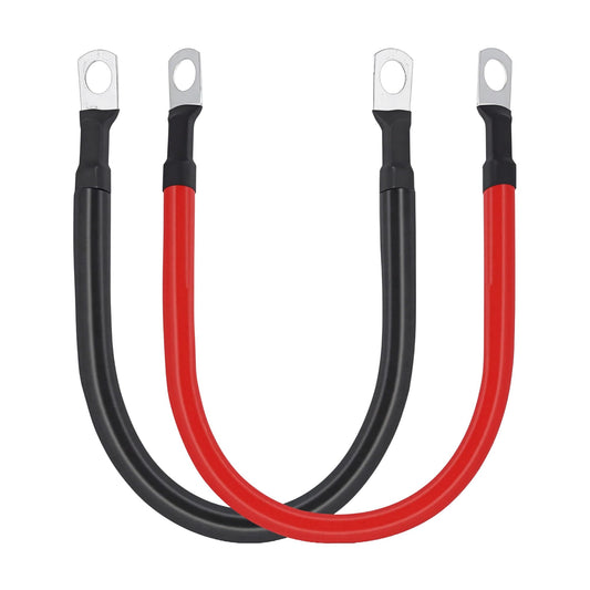 2 AWG Battery Cable 2AWG Gauge Pure Copper Battery Inverter Cables with 3/8 in Lugs Both Ends Power Inverter Wire Set for Automotive Solar Marine Boat RV Car Motorcycle Red and Black (1FT)