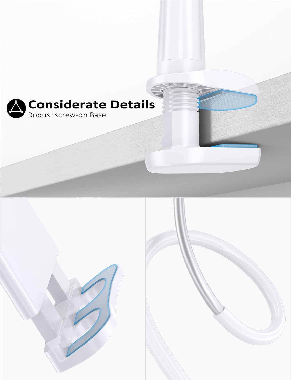 Tryone Gooseneck Tablet Holder Stand for Bed Adjustable Flexible Arm Tablets Mount Clamp on Table Compatible with iPad Air Mini | Galaxy Tabs | Kindle Fire | Switch or Other 4.7-10.5" Devices