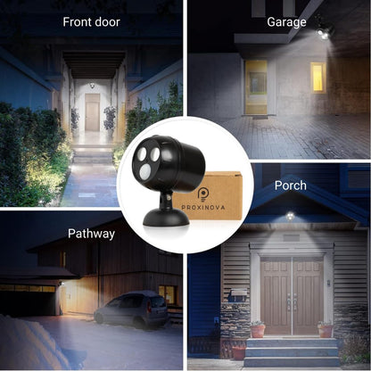Proxinova Outdoor LED Security Lights, Motion Sensor Lights Outdoor, Outdoor Lights Battery Powered, PIR Sensor, Bright LED Floodlight Battery Powered Outdoor Lights 360° Rotation, Compact & Easy Fit