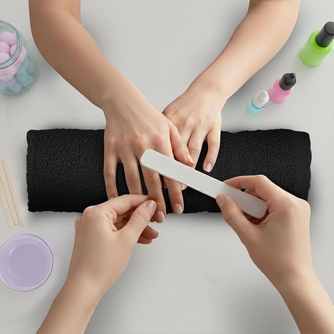 24 Pack Black Hand Towels 100% Cotton Spa Towels – 16x27 inches Highly