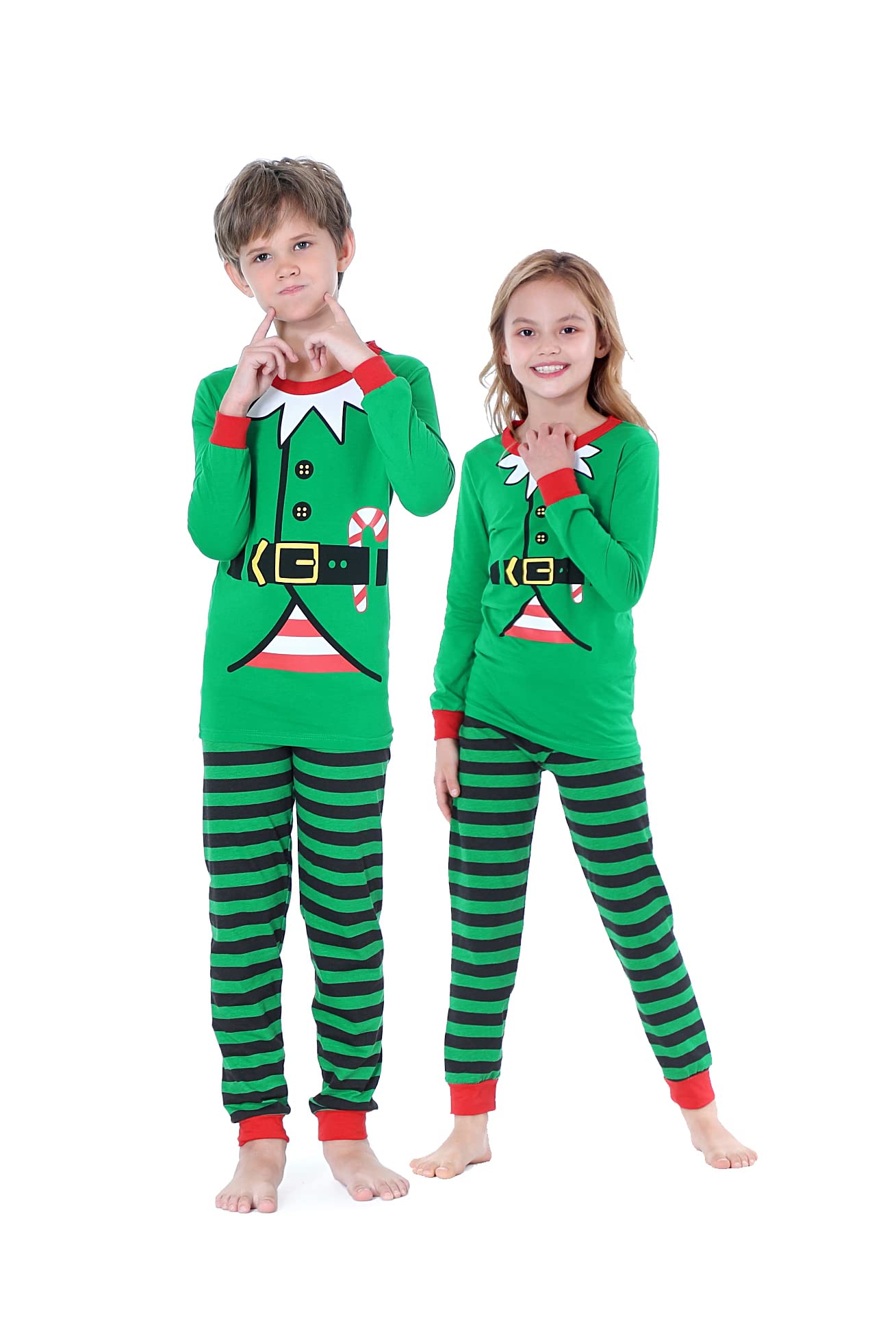 Benaive Matching Family Christmas Pajamas Set Holiday Pjs for Women Men Sleepwear (Green, Elf, 2T)