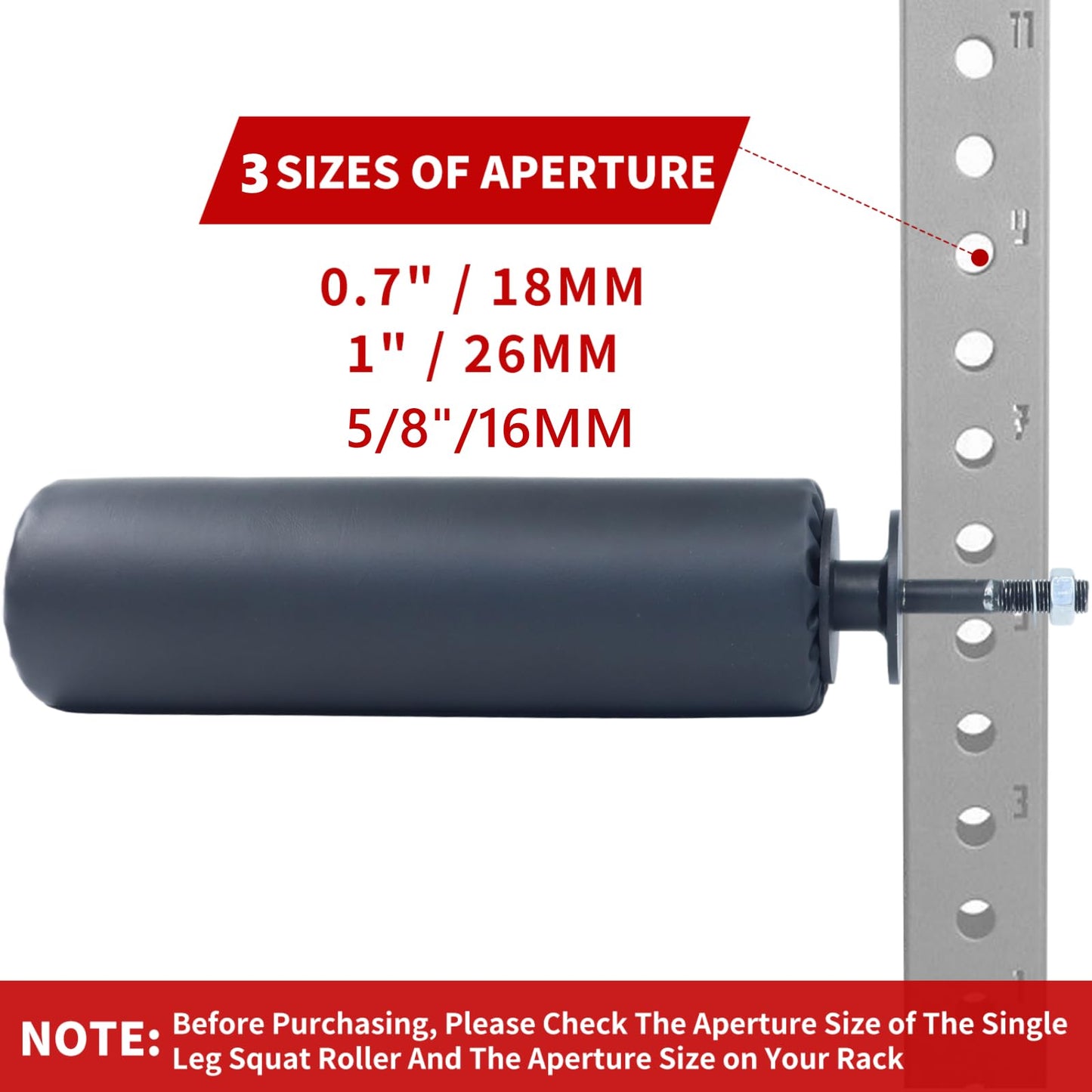 Single Leg Squat Roller for Squat Rack Power Rack Attachments Bulgarian Split Squat for Workout Equipment Home Gym Accessories 16mm