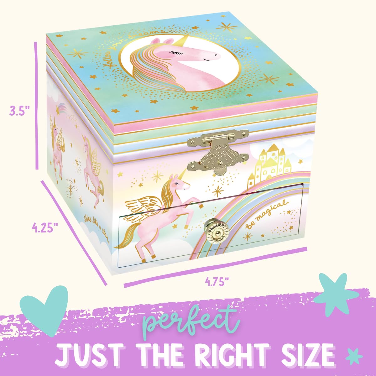 Musical Unicorn Jewellery Box for Girls - Kids Dancing Unicorn Music Box with Mirror, Unicorn Gifts for Little Girls, Jewellery Boxes, Childrens Birthday Gift, Ages 3-10