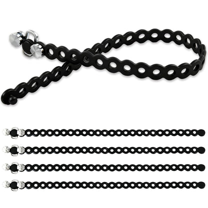 PILISPARK Modular Straps (4-Pack), Heavy Duty Silicone Gear Tie, EDC Multi-Tool Strap for Camping, Travel & Outdoor Survival（Black）
