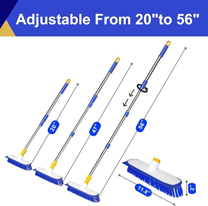 ITTAHO 12" Wide Floor Scrub and Grout Brush Set