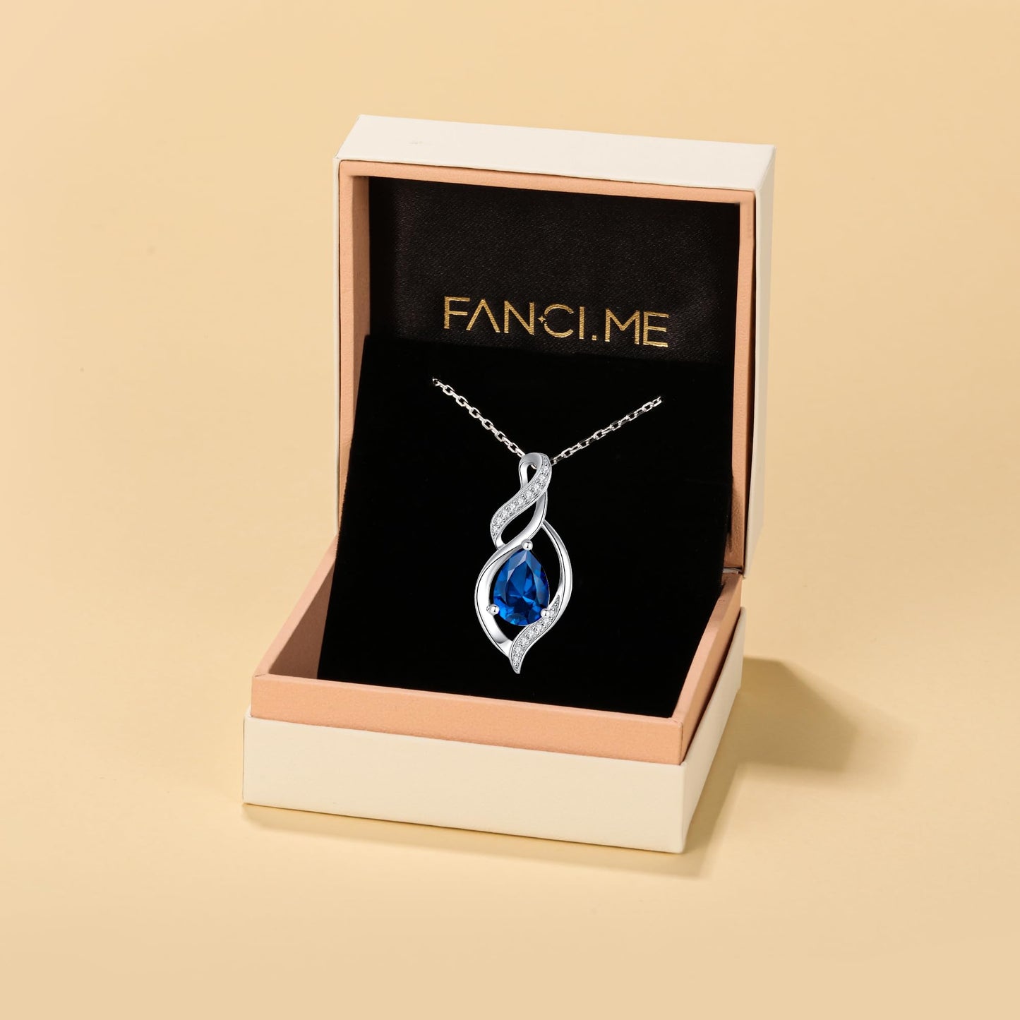 FANCIME December Birthstone Necklace for Women Blue Topaz Teardrop Necklace Sterling Silver Infinity Love Birthday Gifts for Mom Women Her, 16"+2" Inches