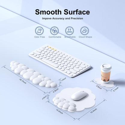 MOKURU Cloud Mouse Pad with Wrist Rest, Cloud Keyboard Wrist Rest, Mouse Pad Wrist Support, Ergonomic Keyboard Mouse Wrist Support White